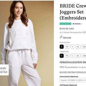 BRIDE Crew neck and Jogger Set (Embroidered)